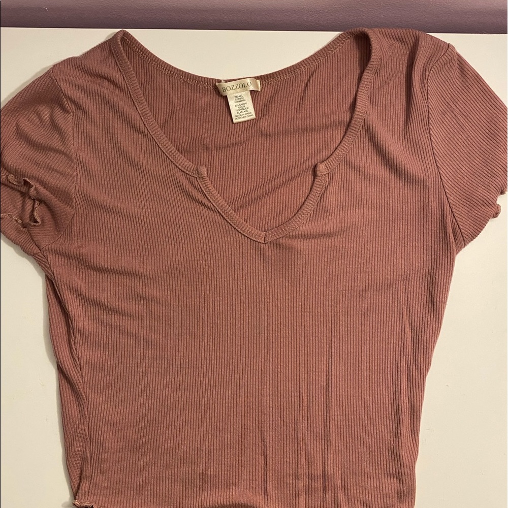 Bozzolo Fitted Ruffled Crop Tee (Size S)